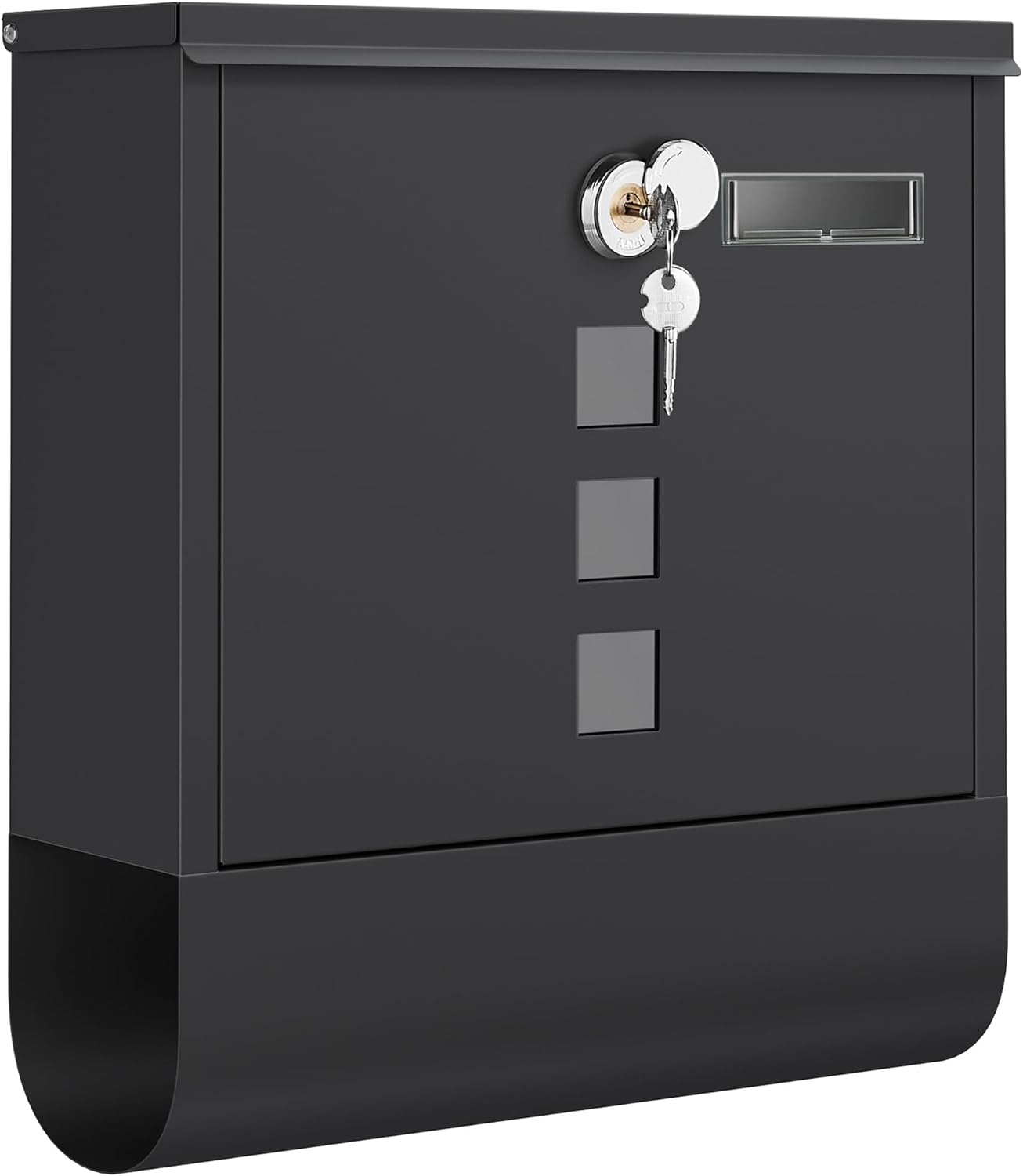 Songmics Επιτοίχιο Μεταλλικό Γραμματοκιβώτιο με Κλειδαριά - Black - GMB020B02