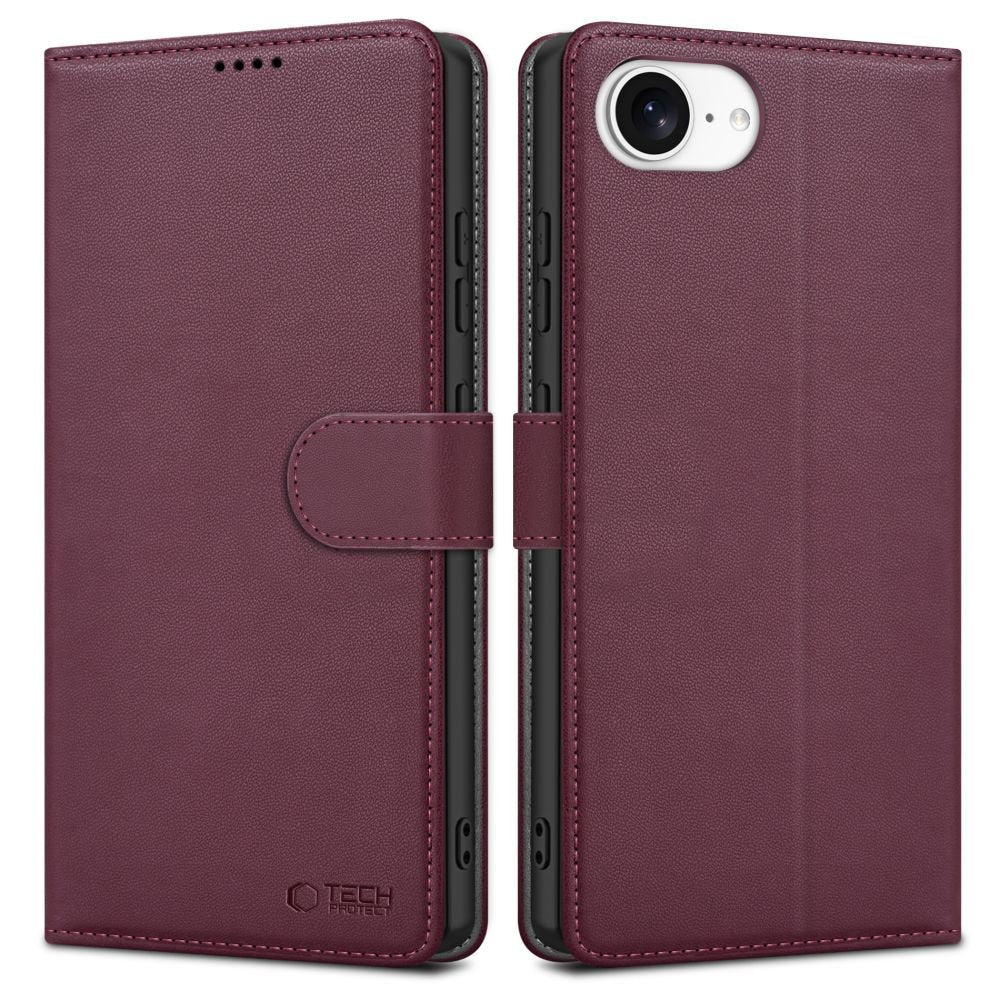 Tech - Protect iPhone 16e Θήκη Πορτοφόλι Stand από Δερματίνη - Mulberry