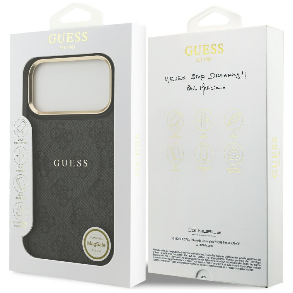 Guess iPhone 17 Pro Max - 4G PU Classic Logo MagSafe - Σκληρή Θήκη με Πλαίσιο Σιλικόνης και Επένδυση Οικολογικού Δέρματος - Black - GUHMP17XP4MSEGCK
