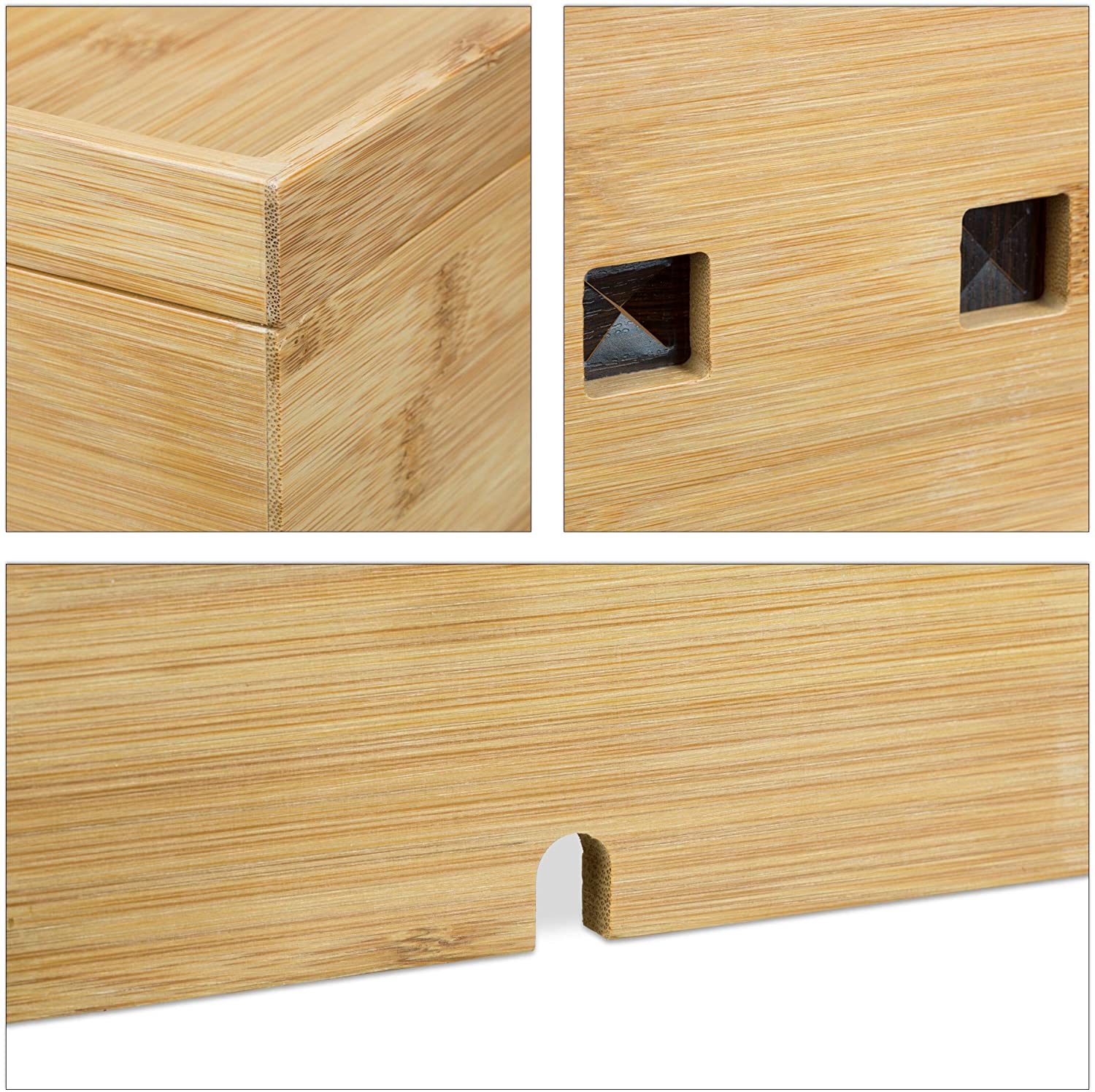 Relaxdays Κουτί Καλωδίων και Αποθήκευσης Αξεσουάρ από Bamboo - Natural - 4052025221843