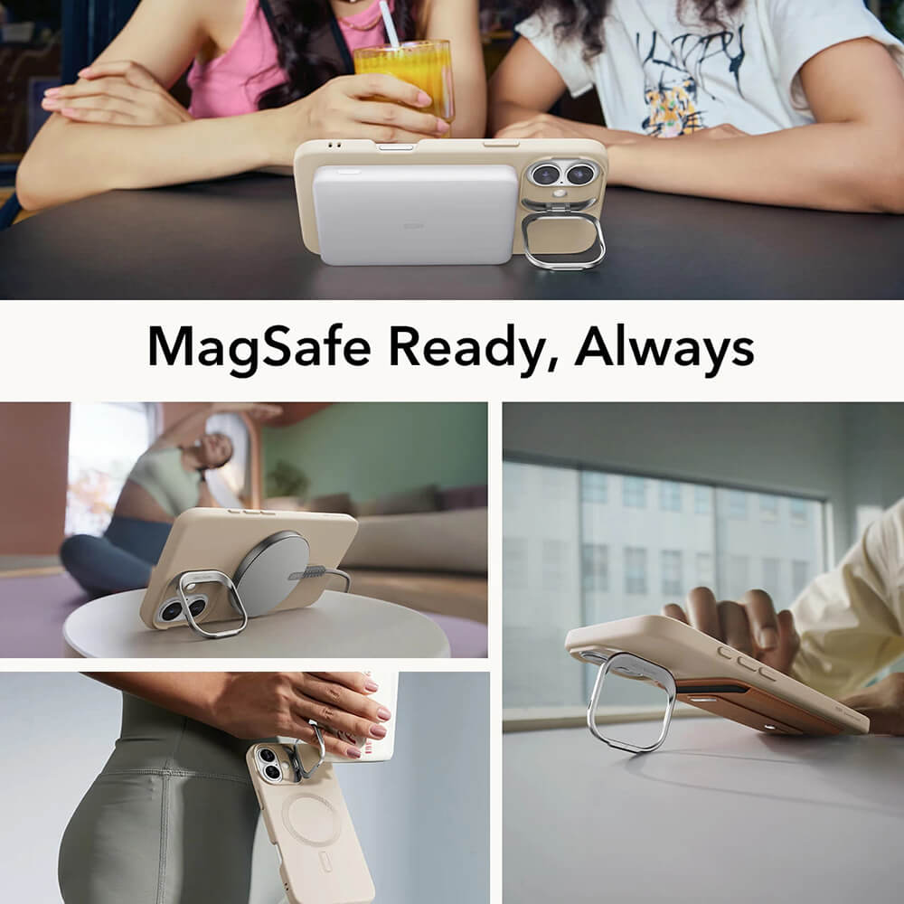 ESR iPhone 16 Plus Cloud Soft HaloLock Kickstand MagSafe Σκληρή Θήκη με Πλαίσιο Σιλικόνης - Light Tan