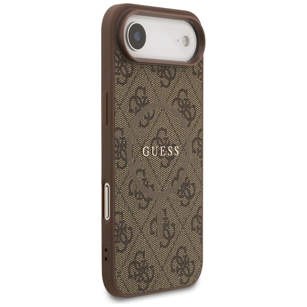 Guess iPhone Air - 4G Ring Classic Logo MagSafe - Σκληρή Θήκη με Πλαίσιο Σιλικόνης και Επένδυση Συνθετικού Δέρματος - Brown - GUHMP17MG4GFRW