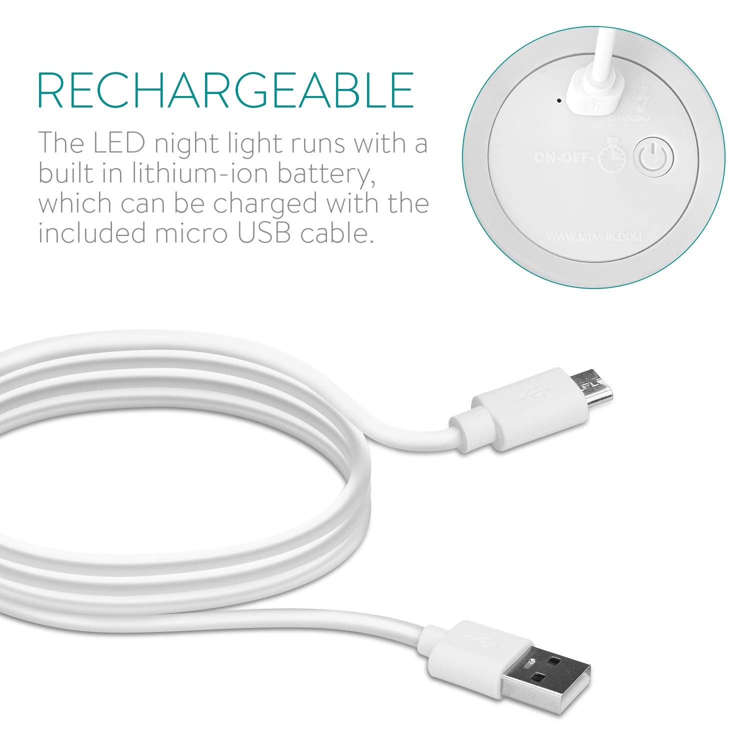 Navaris LED Unicorn Night Light RGB - Επαναφορτιζόμενο Παιδικό Νυχτερινό Φως με Αλλαγή Χρωμάτων - White - 46219.02