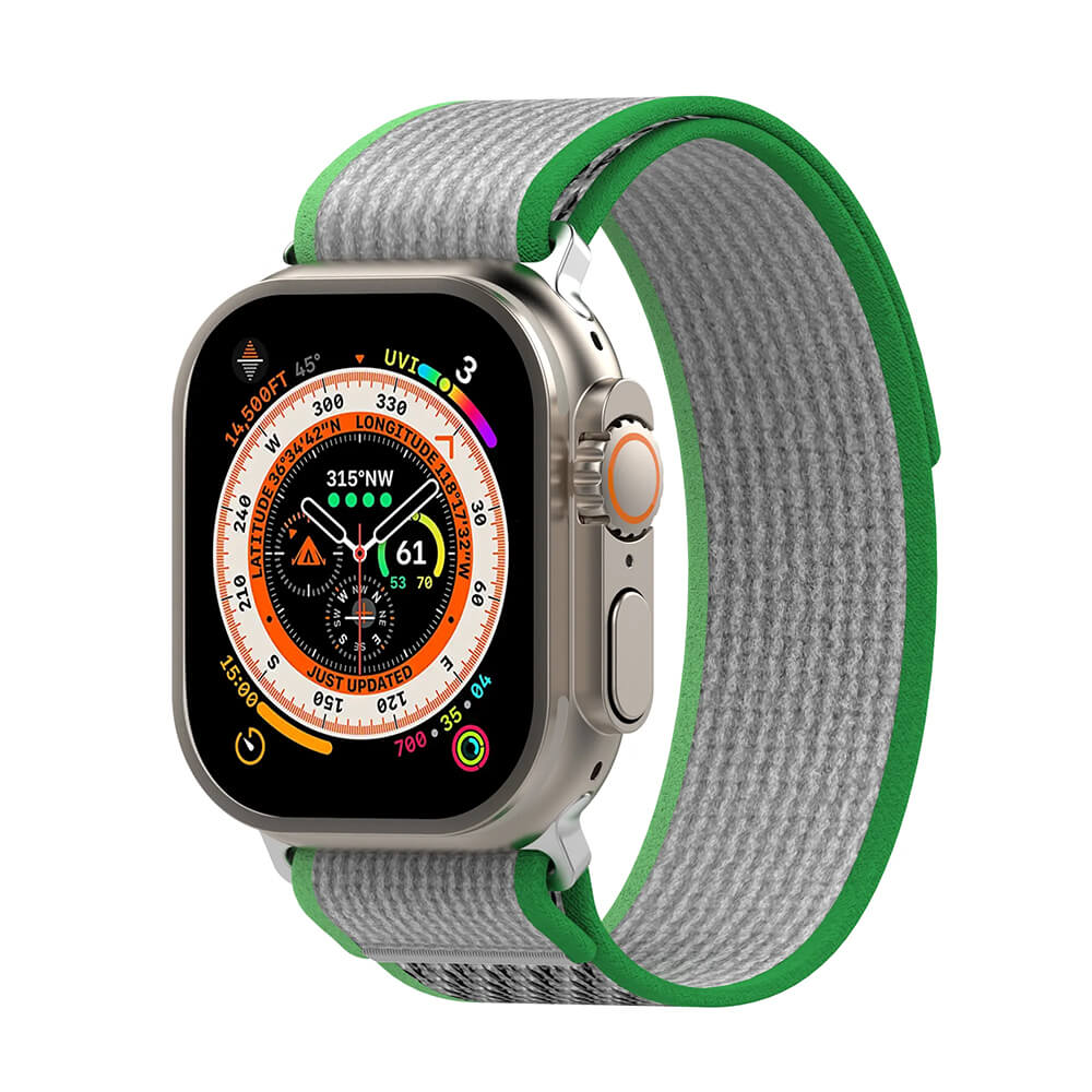 Techsuit Λουράκι Apple Watch 2/3/4/5/6/7/8/9/10/11 - SE (1/2/3) - 38/40/41/42mm Watchband W039 Nylon - Green / Gray