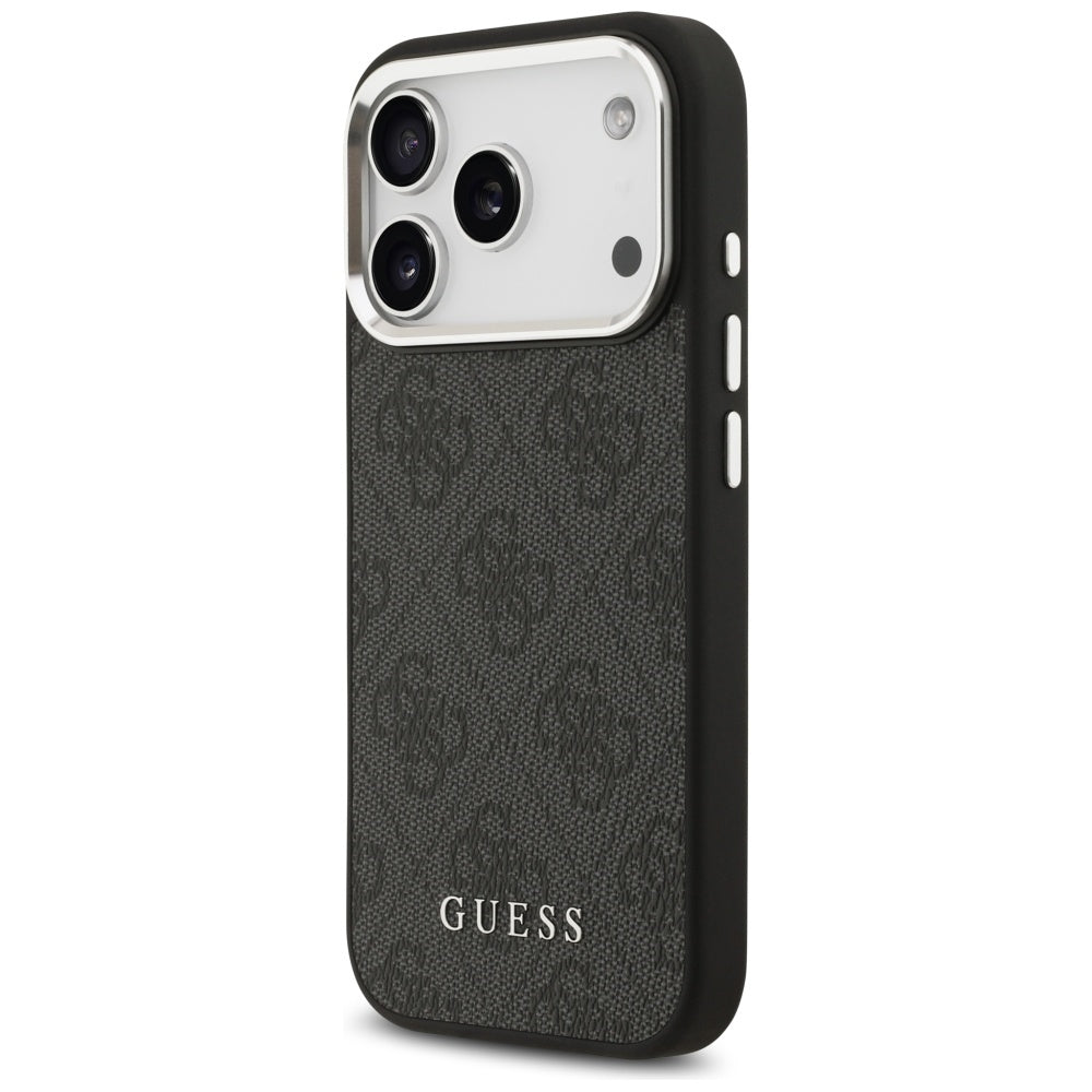 Guess iPhone 17 Pro - 4G Classic Logo MagSafe - Σκληρή Θήκη με Πλαίσιο Σιλικόνης και Επένδυση Οικολογικού Δέρματος - Black - GUHMP17LP4GSSMCK