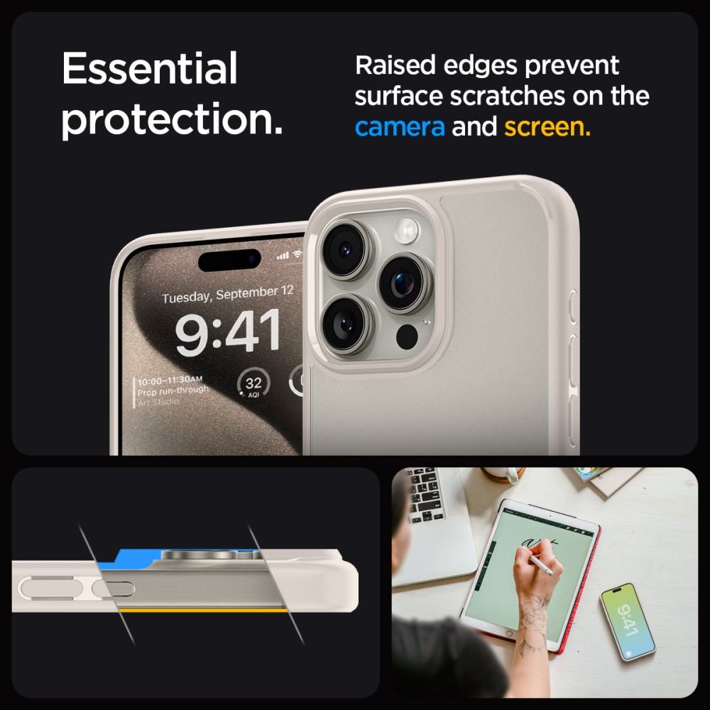 Spigen iPhone 15 Pro Max Ultra Hybrid Σκληρή Θήκη με Πλαίσιο Σιλικόνης - Natural Titanium