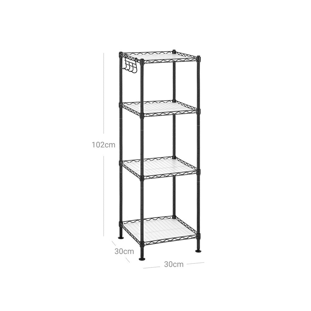Songmics Μεταλλική Ραφιέρα με 4 Πλαστικά Ράφια - 30 x 30 x 102 cm - Black - LGR104B01