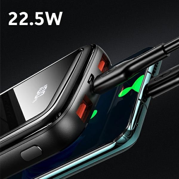 USAMS PB58 PowerBank με Υποστήριξη Γρήγορης Φόρτισης PD 3.0 10000mAh 22.5W QC 3.0 - Black