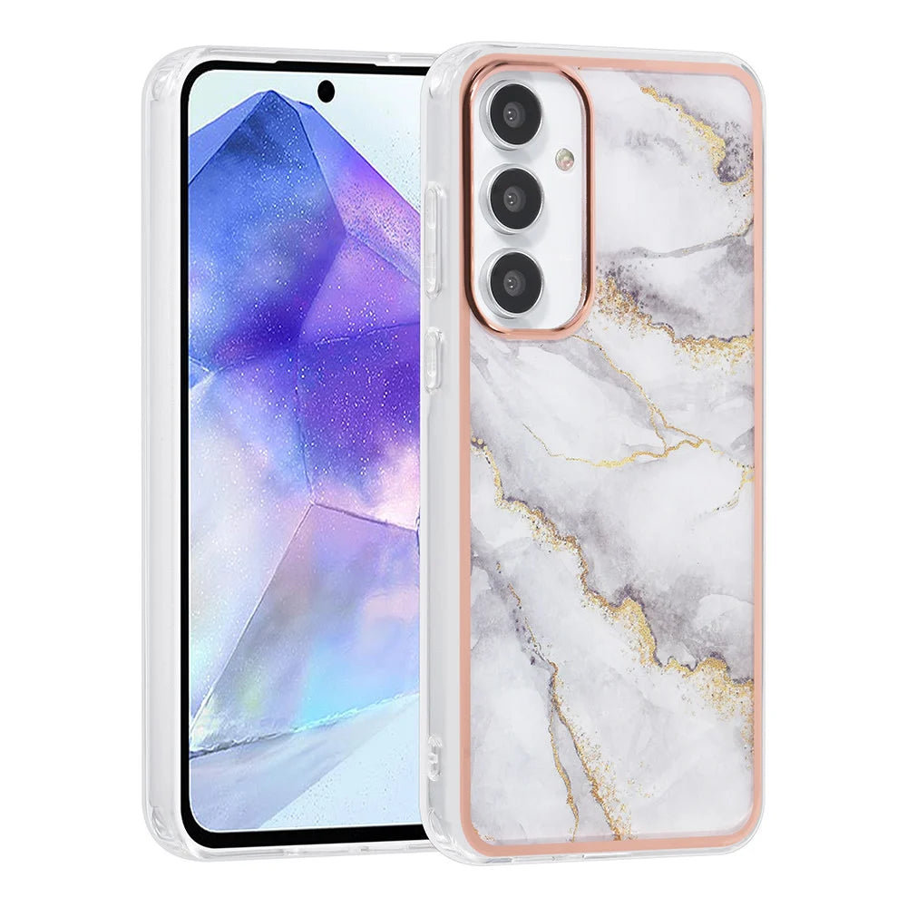 Tuniq Samsung Galaxy A55 5G - Σκληρή Θήκη με Πλαίσιο Σιλικόνης - Σχέδιο Μάρμαρο - Γκρί