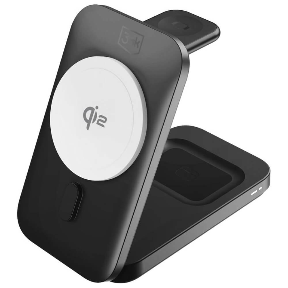 3MK 3in1 Ασύρματος Φορτιστής MagRocket Qi2 για Smartphones και Apple Watch και Airpods 15W - Black