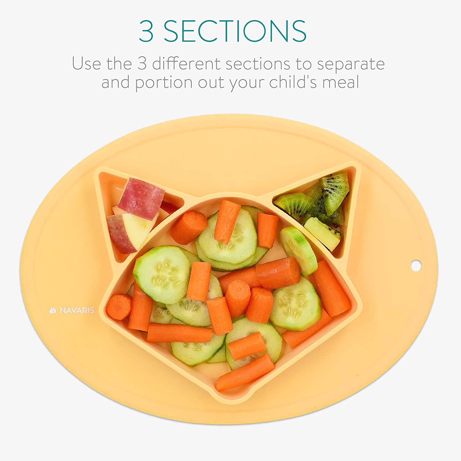 Navaris Αντιολισθητικό Παιδικό Πιάτο Σιλικόνης - Yellow - 51375.01