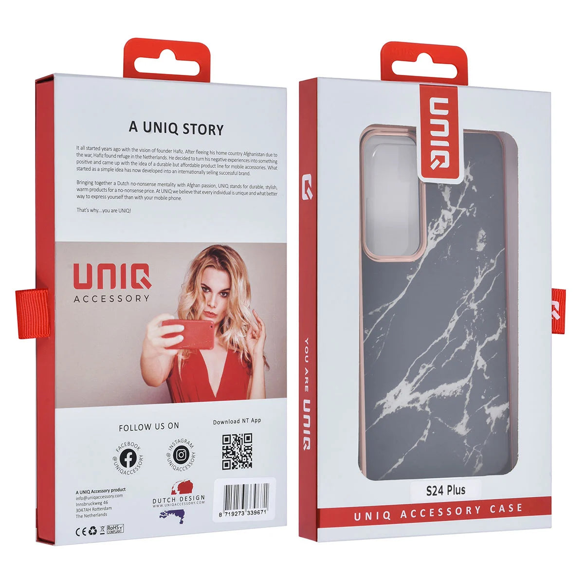 Tuniq Samsung Galaxy S24 Plus - Σκληρή Θήκη με Πλαίσιο Σιλικόνης - Σχέδιο Μάρμαρο - Μαύρη