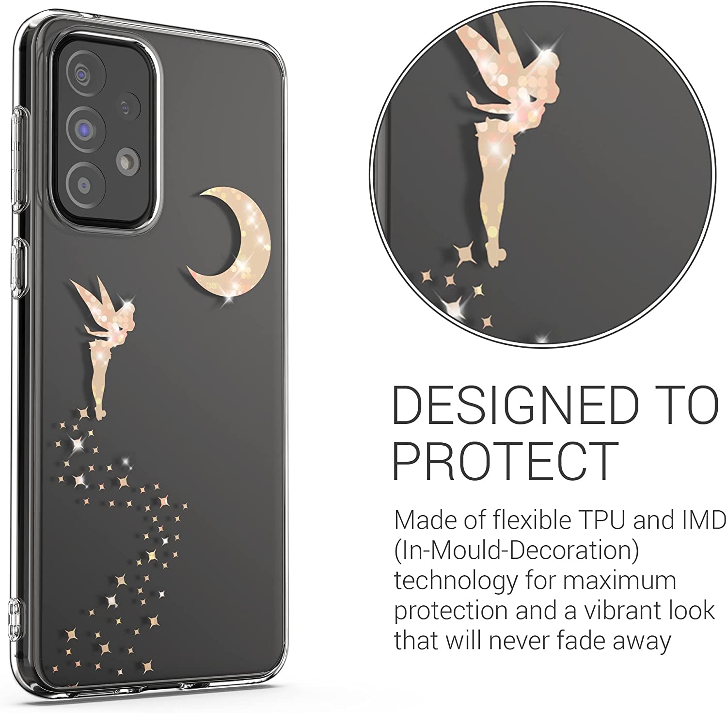 KW Samsung Galaxy A33 5G Θήκη Σιλικόνης TPU Design Fairy Glitter - Rose Gold - Διάφανη - 58799.01