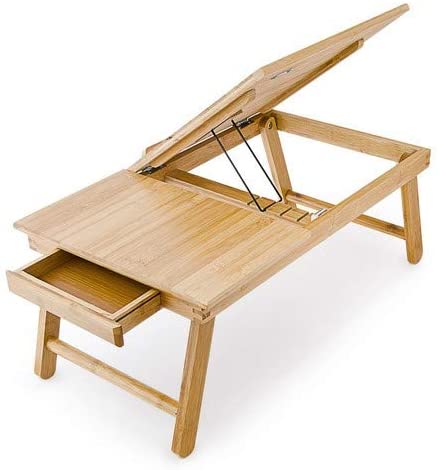 Relaxdays Τραπεζάκι Κρεβατιού για Φορητό Υπολογιστή με Πτυσσόμενη Βάση - Natural - 4052025167349