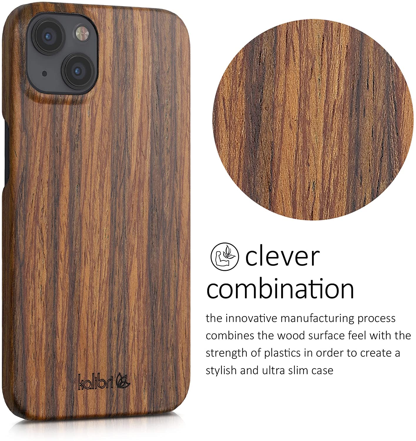 Kalibri iPhone 13 Σκληρή Θήκη από Φυσικό Ξύλο - Brown - 56406.05