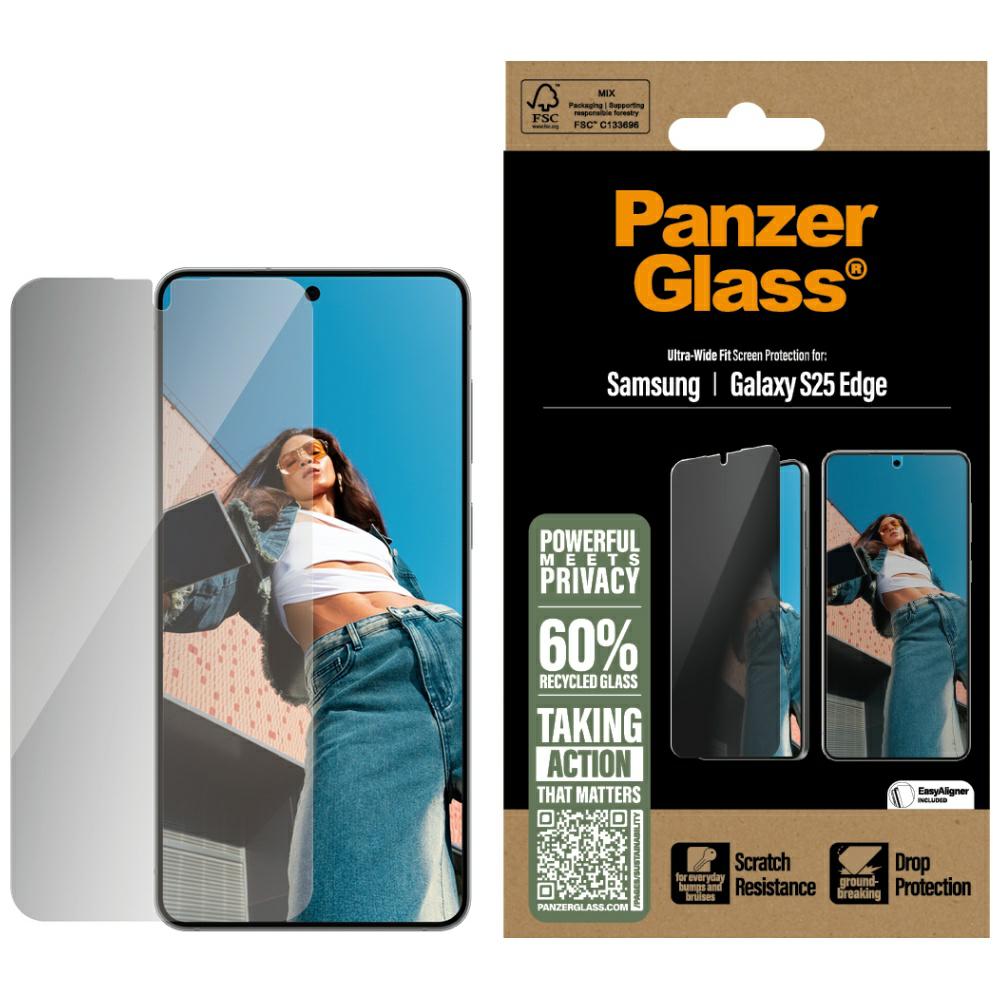 PanzerGlass Samsung Galaxy S25 Edge Privacy Ultra-Wide Fit Full Screen Αντιχαρακτικό Γυαλί Οθόνης - Black