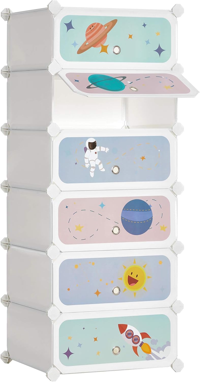 Songmics Σύστημα Αποθήκευσης με 6 Κουτιά για το Παιδικό Δωμάτιο - White - LPC904W01