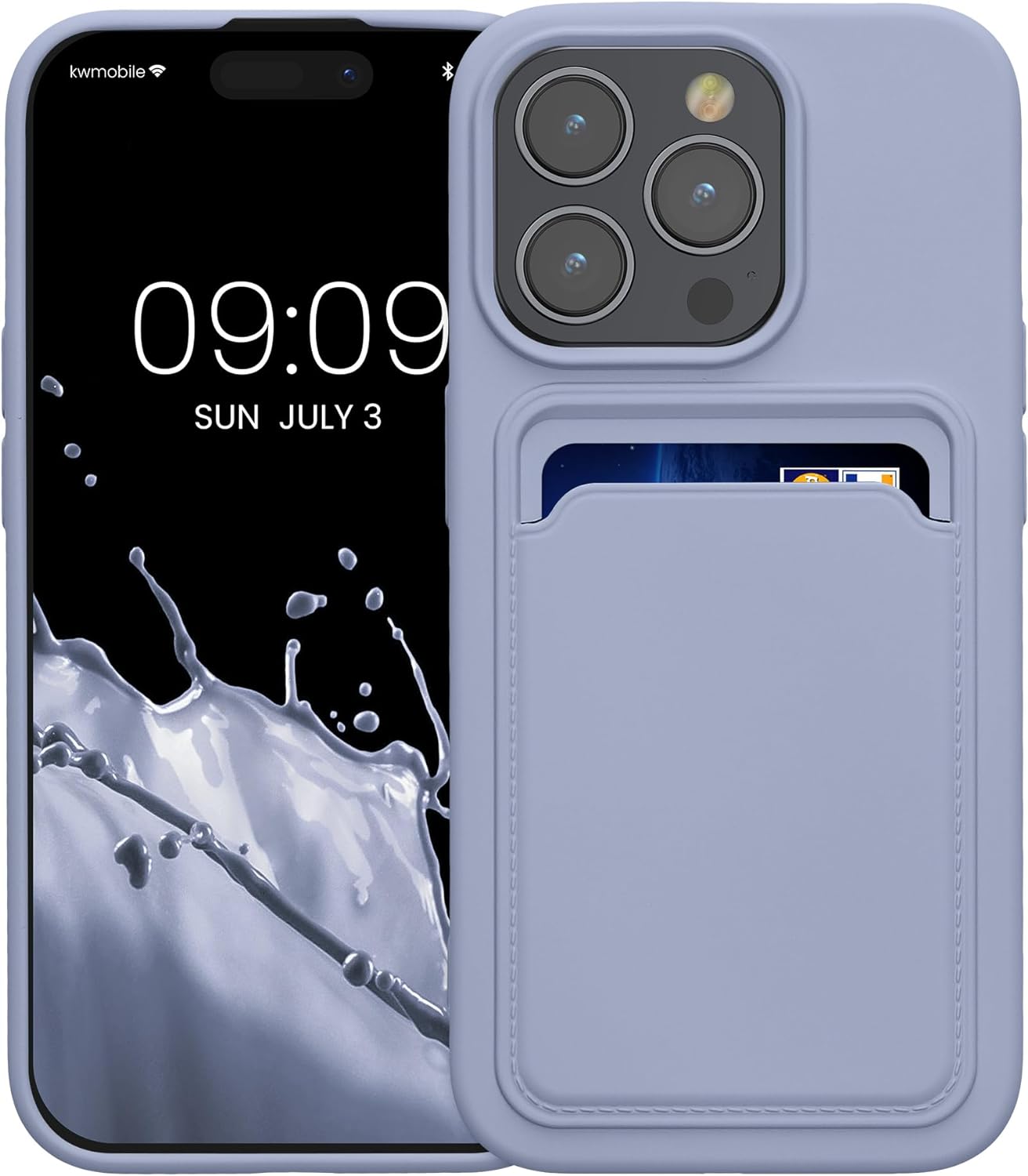 KW iPhone 15 Pro Θήκη Σιλικόνης TPU με Υποδοχή για Κάρτα - Lavender - 62019.108