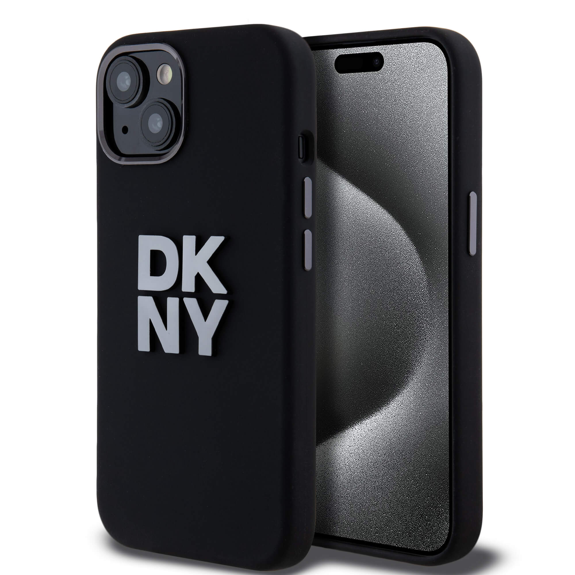DKNY iPhone 15 / 14 / 13 - Liquid Silicone Metal Logo - Σκληρή Θήκη με Πλαίσιο Σιλικόνης - Black