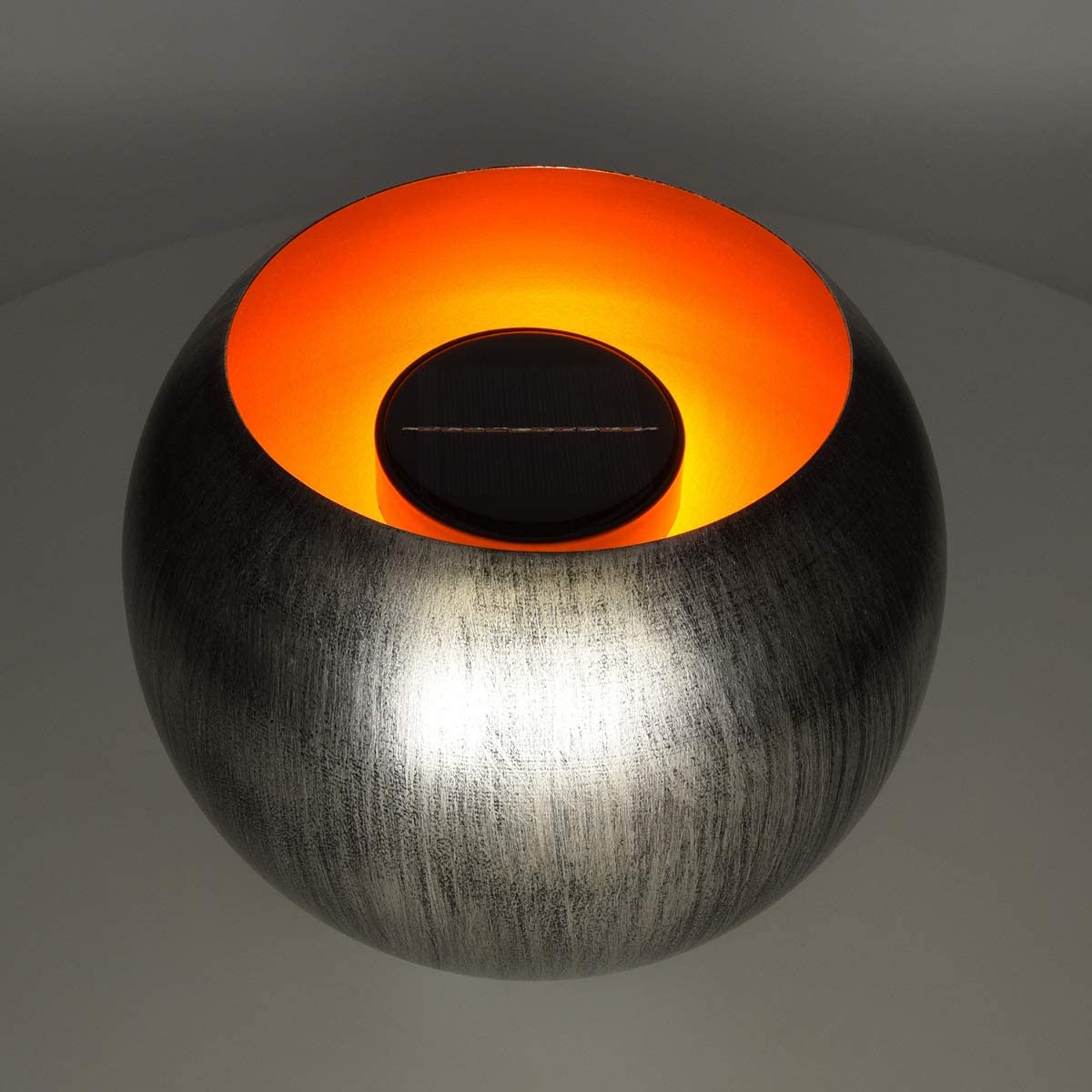 Navaris Outdoor Solar Light Bowl Φωτιστικό Εξωτερικού Χώρου - Round Metal Fire Pit - Silver - 47542.02