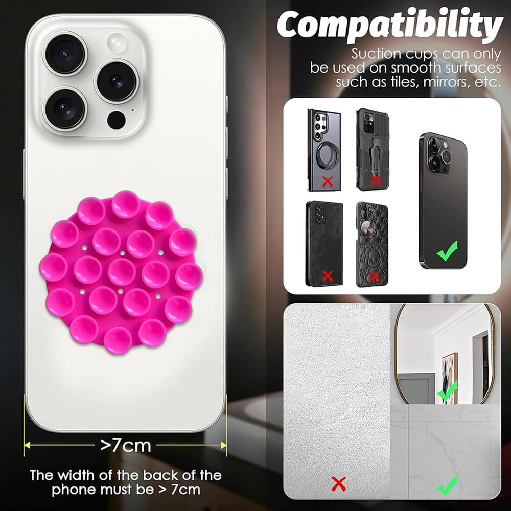 Techsuit Phone Holder Αξεσουάρ Στερέωσης Κινητού με Ενσωματωμένες Βεντούζες - Round Shape - Pink