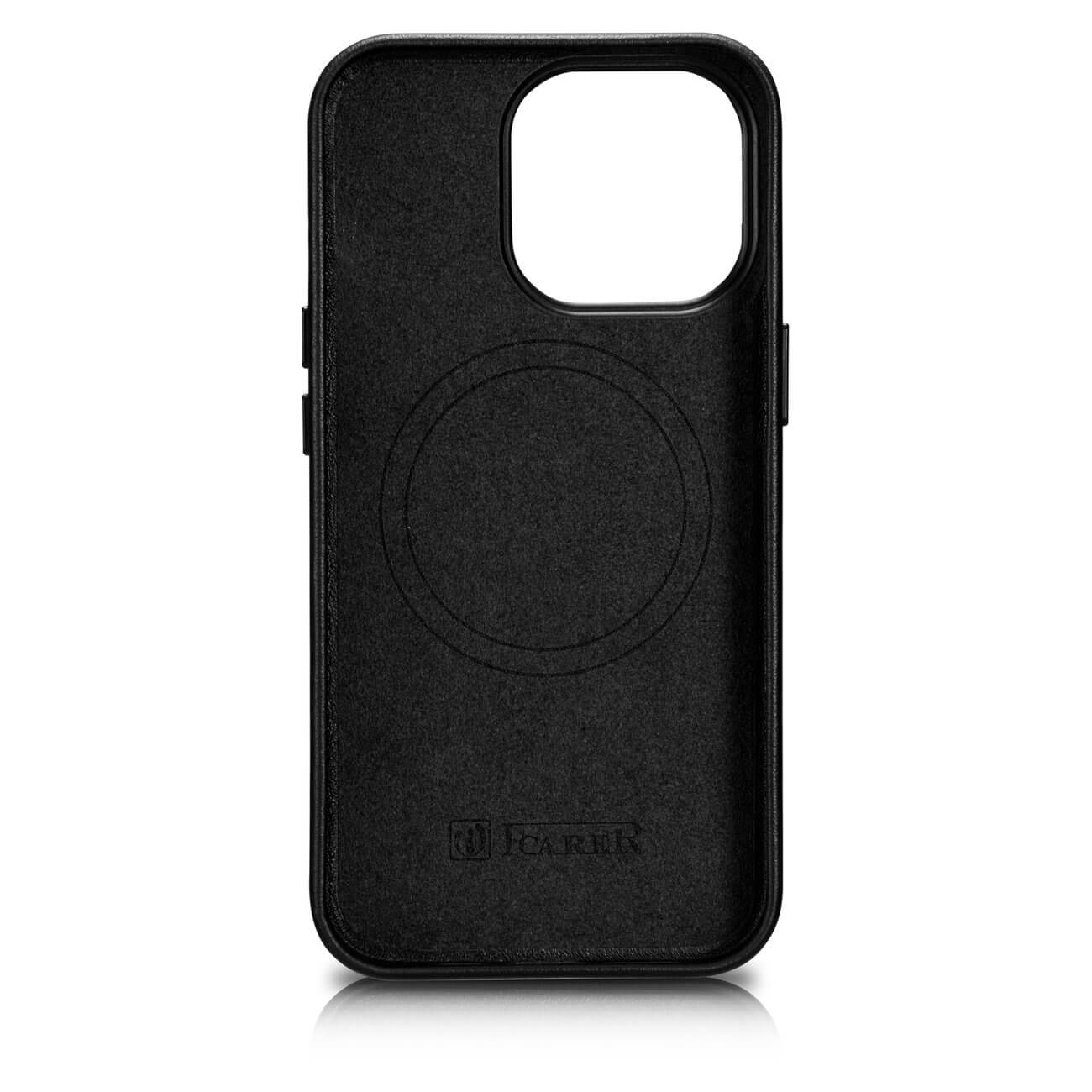 iCarer iPhone 14 Pro Max Cowhide Leather Θήκη από Γνήσιο Δέρμα με MagSafe - Black