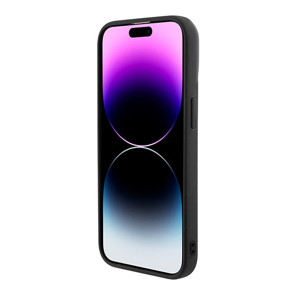 Guess iPhone 15 Pro - GCube Stripes MagSafe Σκληρή Θήκη με Επένδυση Συνθετικού Δέρματος και MagSafe - Black - GUHMP15LHGCFSEK