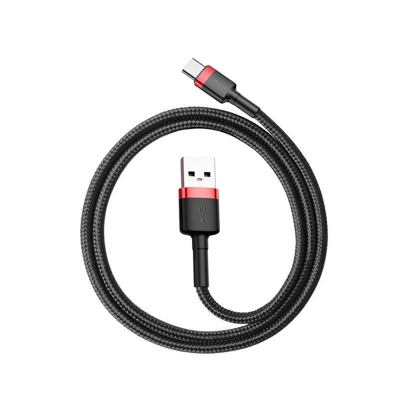 Baseus Cafule Cable Type-C 3A - Καλώδιο Γρήγορης Φόρτισης Type-C 1M - Black / Red - CATKLF-B91