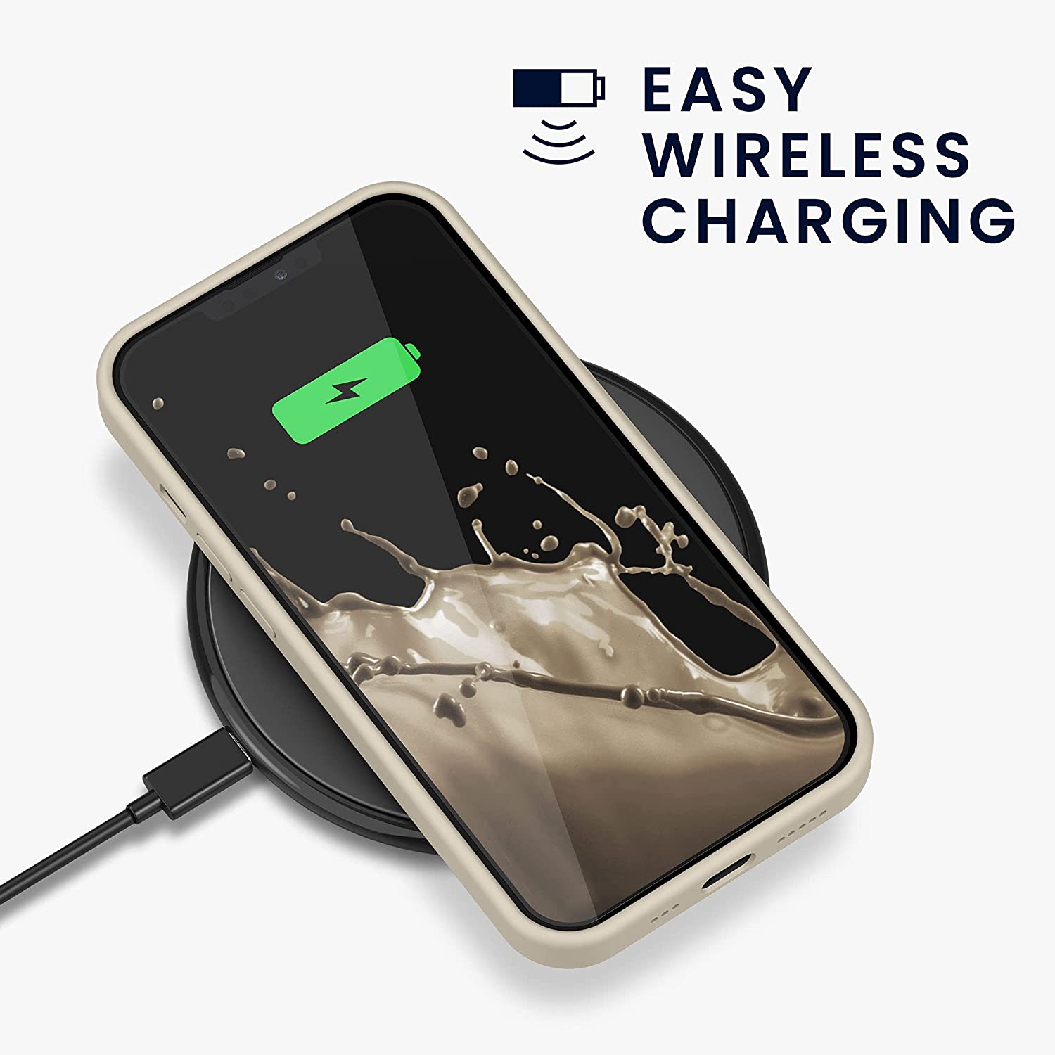 KW iPhone 13 Θήκη Σιλικόνης Rubberized TPU - Cream - 55878.16