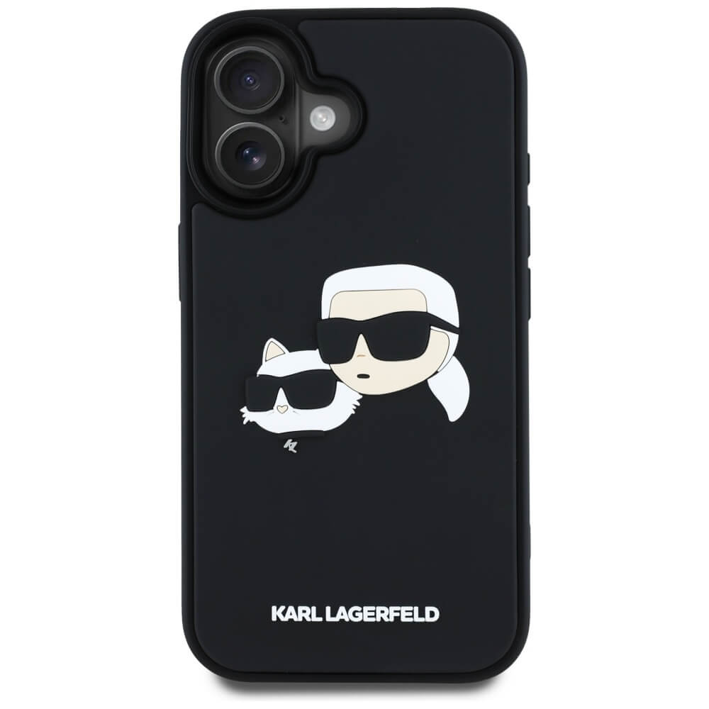 Karl Lagerfeld iPhone 16 - HC 3D Rubber Double Heads - Σκληρή Θήκη με Πλαίσιο Σιλικόνης - Black - KLHCP16SRBCKCHLK