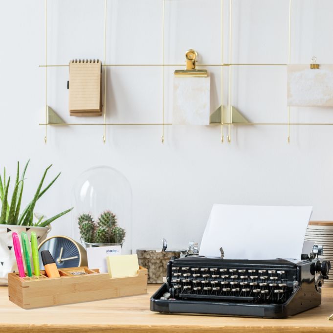 Relaxdays Ξύλινη Βάση Οργάνωσης Γραφείου από Bamboo - Natural - 4052025221867