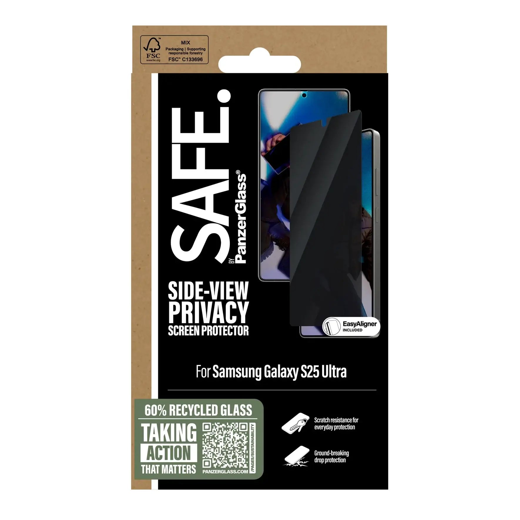 Safe by PanzerGlass Samsung Galaxy S25 Ultra Privacy Ultra-Wide Fit Full Screen Αντιχαρακτικό Γυαλί Οθόνης - Black