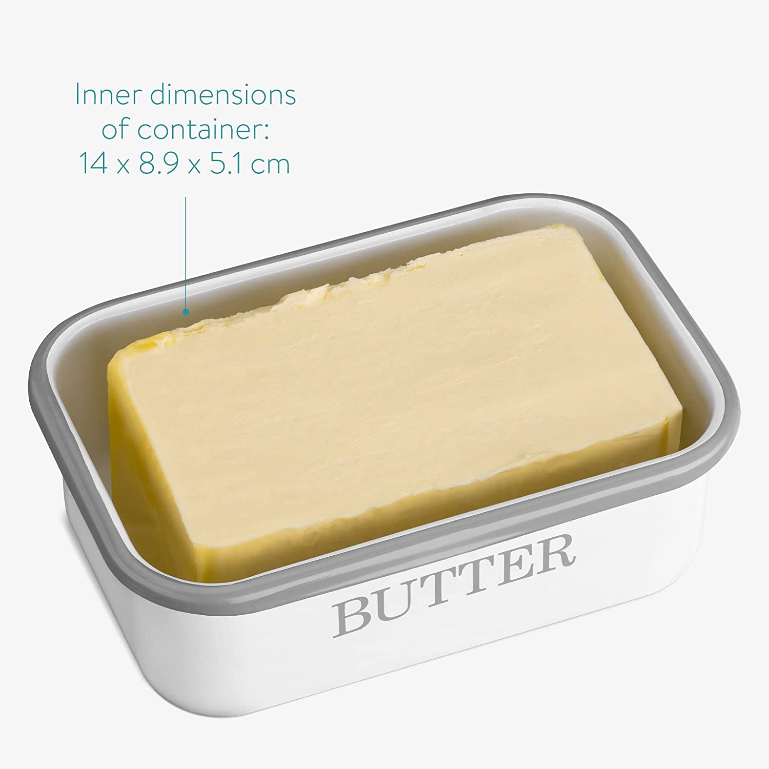 Navaris Δοχείο Αποθήκευσης Βουτύρου με Καπάκι - White / Bamboo - 49985.02