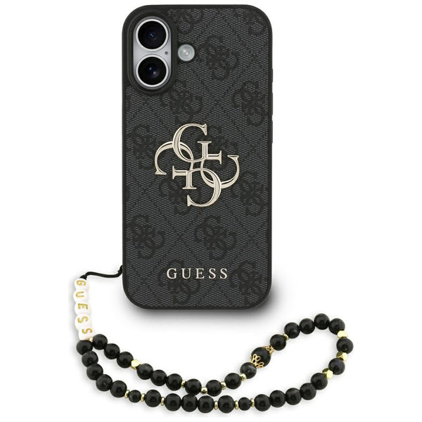 Guess iPhone 17 - 4G Strap 4G Classic Logo - Σκληρή Θήκη με Επένδυση Συνθετικού Δέρματος και Λουράκι - Black - GUHCP17SP4GMGSK