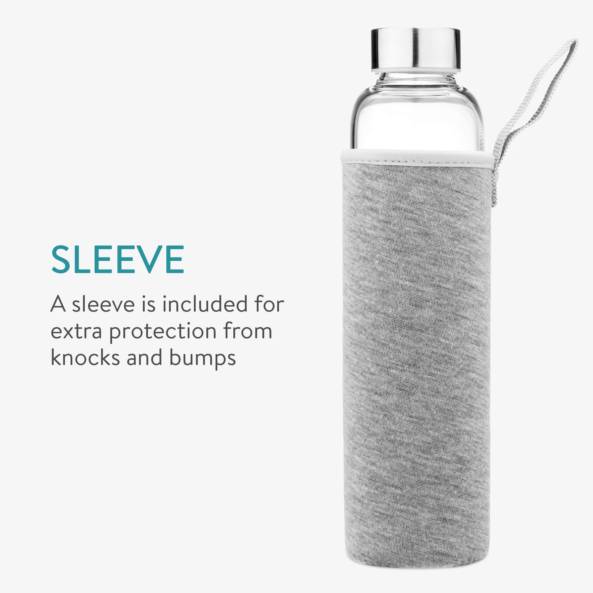 Navaris Γυάλινο Μπουκάλι Νερού με Πέτρες Κιτρίτη και Θήκη - BPA FREE - 420ml - Citrine Stone - 53150.05