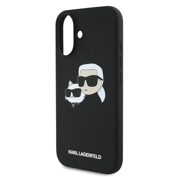 Karl Lagerfeld iPhone 16 Plus - Silicone Double Heads Print - Θήκη Σιλικόνης με MagSafe - Black - KLHMP16MSKCHPPLK