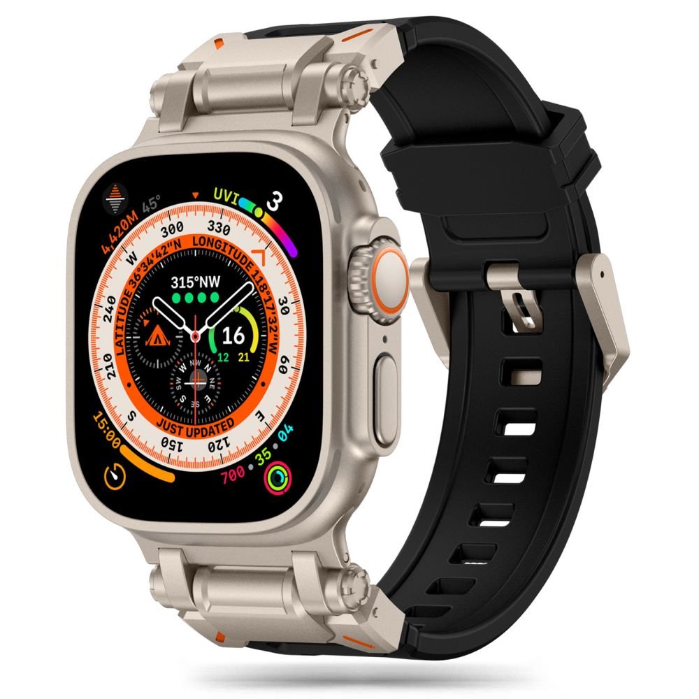 Tech - Protect Λουράκι Apple Watch 8/9/10/11 - SE (1/2/3) - Ultra (1/2/3) – 44/45/46/49mm Delta Pro Λαστιχένιο - Black / Titanium