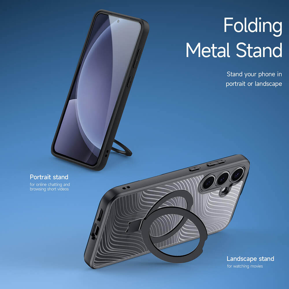 Dux Ducis Samsung Galaxy S25 Plus Aimo MagSafe Magnetic Stand Σκληρή Θήκη με Πλαίσιο Σιλικόνης και MagSafe - Black