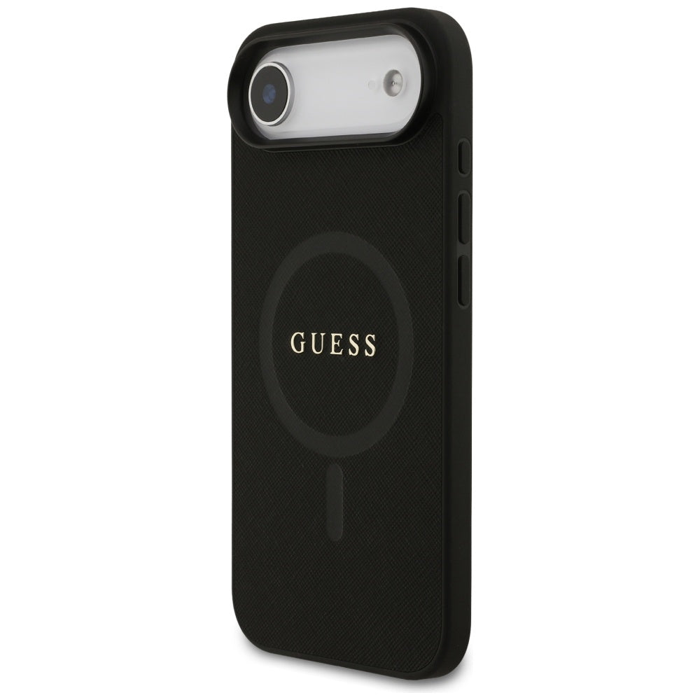 Guess iPhone Air - Saffiano Classic Logo MagSafe - Σκληρή Θήκη με Πλαίσιο Σιλικόνης και Επένδυση Οικολογικού Δέρματος - Black - GUHMP17MPSAHMCK