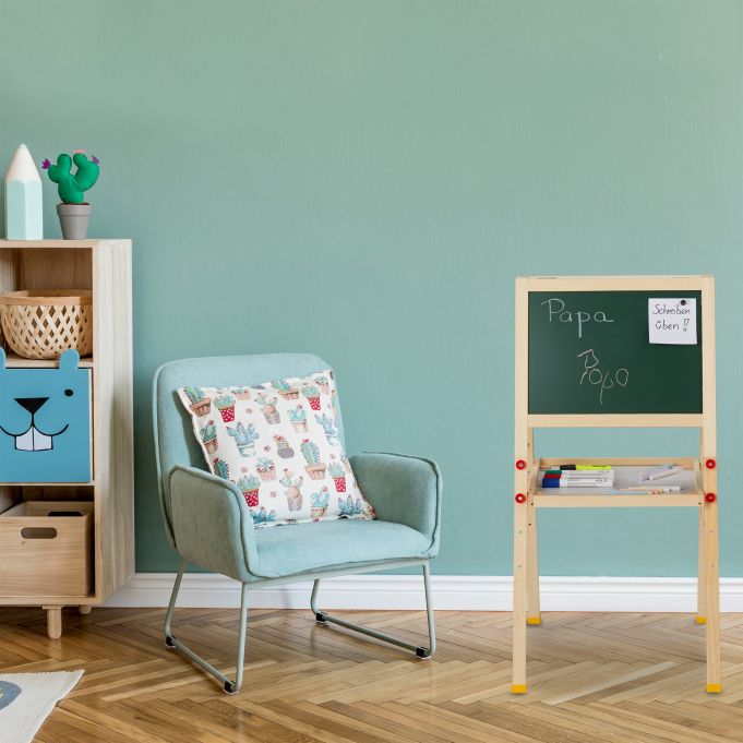 Relaxdays Double Sided Chalkboard Whiteboard - Πίνακας Διπλής Όψης για Παιδιά - 24cm x 34cm - Natural - 4052025272371