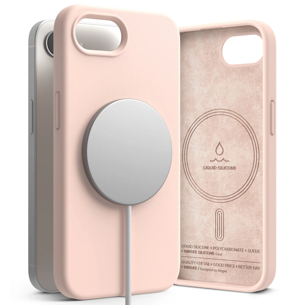 Ringke iPhone 16e Silicone Magnetic MagSafe Case Θήκη Σιλικόνης με MagSafe - Pink Sand