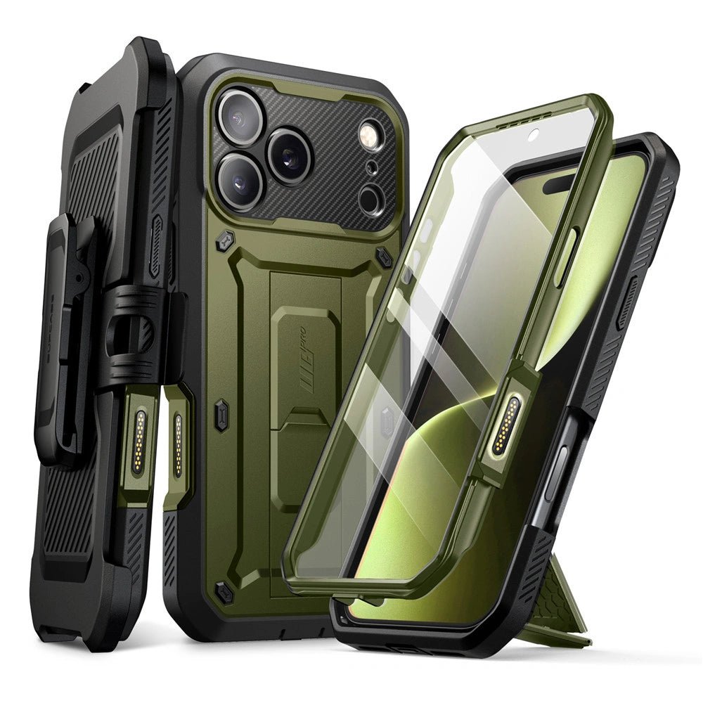 Supcase iPhone 17 Pro - Unicorn Beetle Pro - Σκληρή Θήκη με Προστασία Οθόνης και Stand - Green