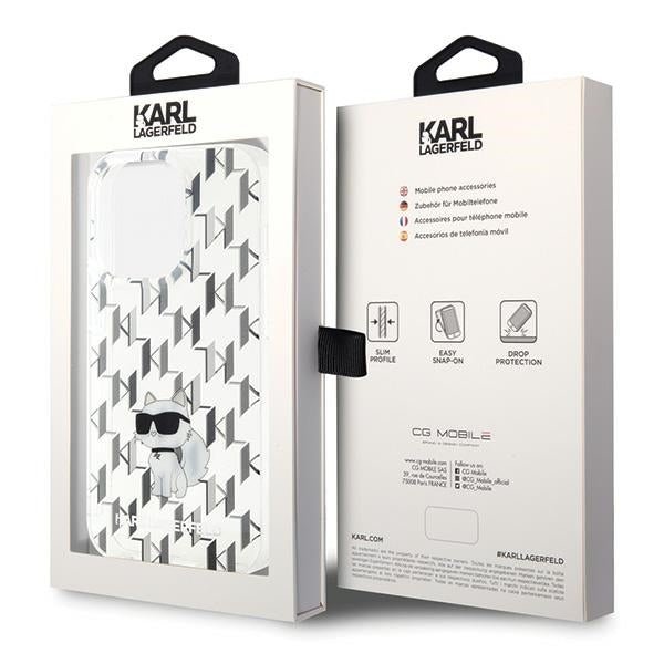 Karl Lagerfeld iPhone 15 Pro Max Monogram Choupette Σκληρή Θήκη με Πλαίσιο Σιλικόνης - Διάφανη - KLHCP15XHNCMKLT