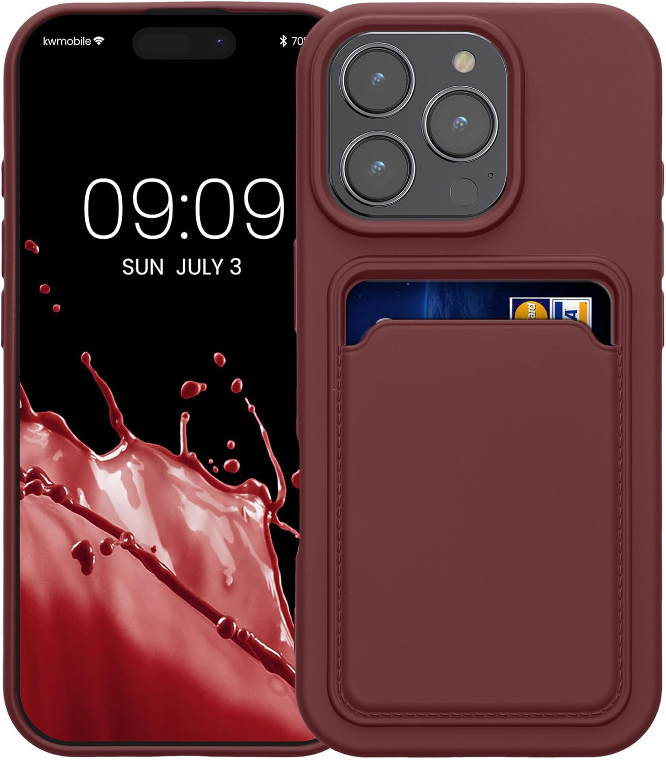KW iPhone 16 Pro Θήκη Σιλικόνης TPU με Υποδοχή για Κάρτα - Tawny Red