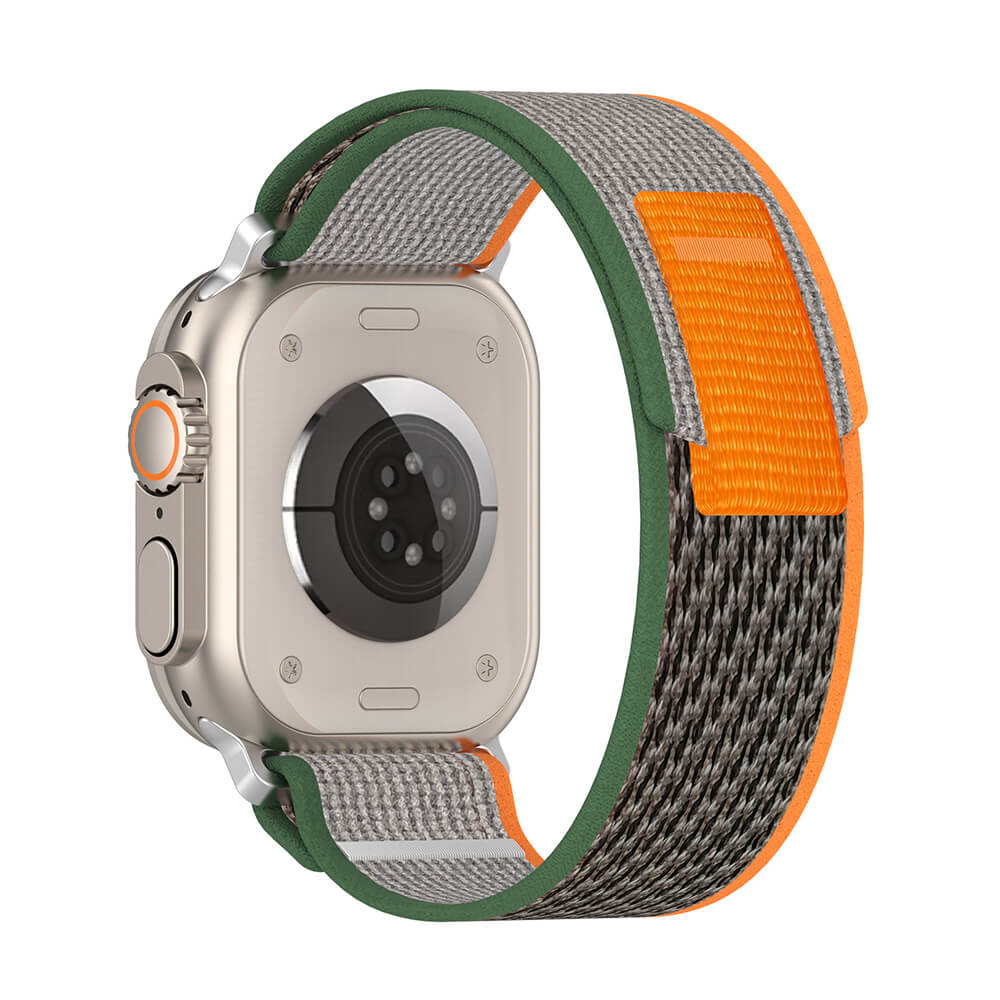 Techsuit Λουράκι Apple Watch 2/3/4/5/6/7/8/9/10/11 - SE (1/2/3) - 38/40/41/42mm Watchband W039 Nylon - Green / Orange