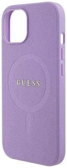 Guess iPhone 15 Plus Saffiano MagSafe Σκληρή Θήκη με Πλαίσιο Σιλικόνης και MagSafe - Purple - GUHMP15MPSAHMCU