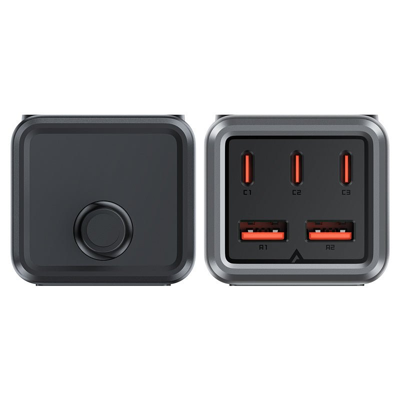 Acefast Z2 GaN 75W PD Σταθμός Φόρτισης με 3 Θύρες Type - C και 2 Θύρες USB και 1 Πρίζα - Black / Grey
