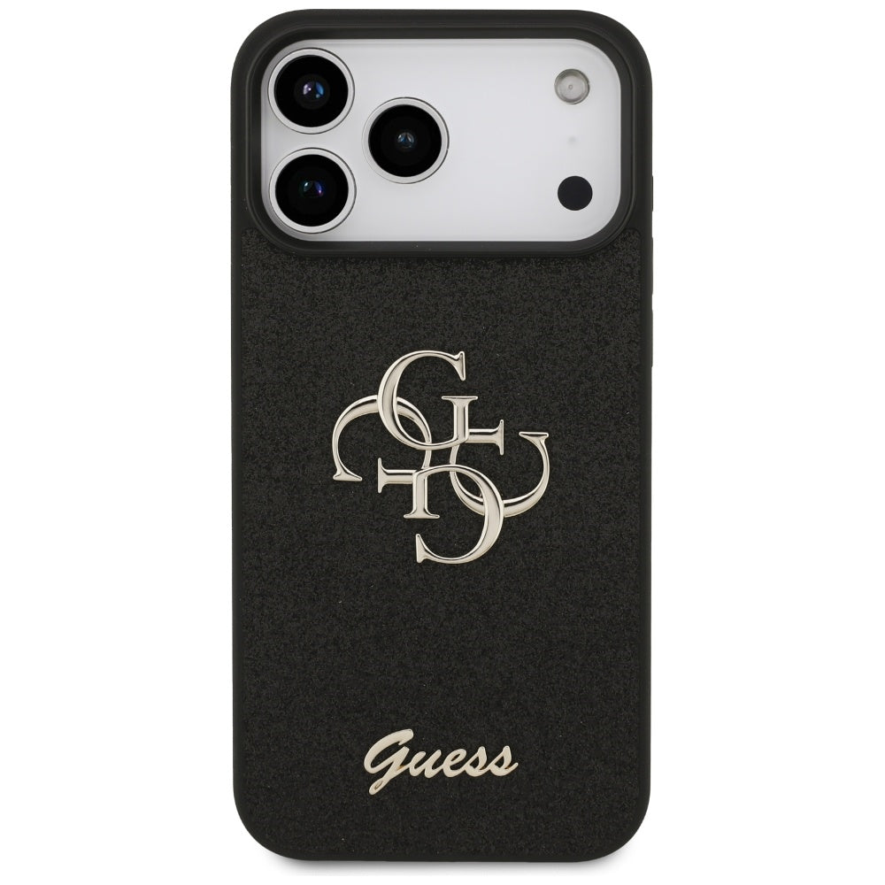 Guess iPhone 17 Pro Max - Fixed Glitter Big 4G - Σκληρή Θήκη με Πλαίσιο Σιλικόνης - Black - GUHCP17XHG4SGK