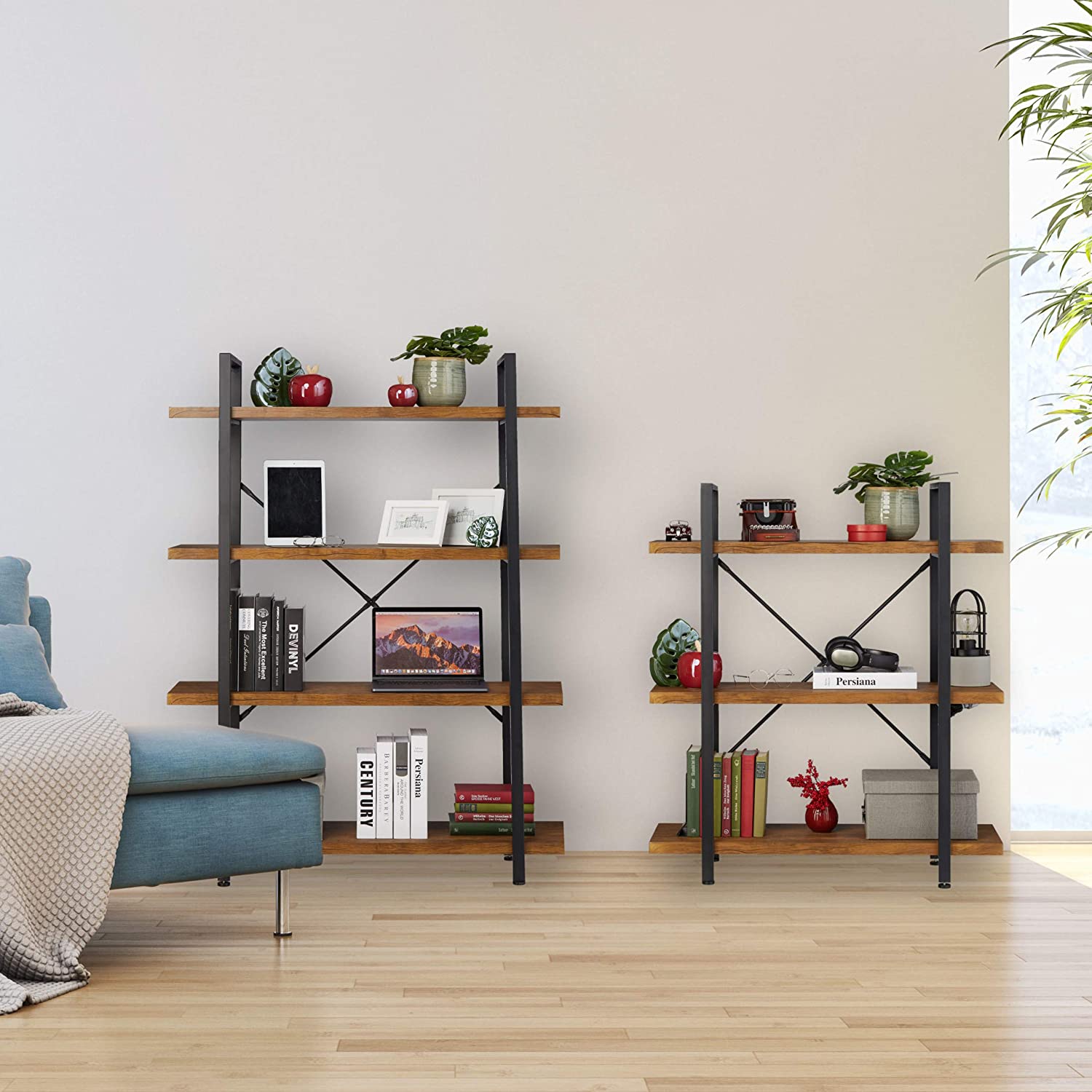 Relaxdays Διακοσμητικό Ράφι με 4 Διαμερίσματα - 105 x 33,5 x 140 cm - Natural - 4052025354176