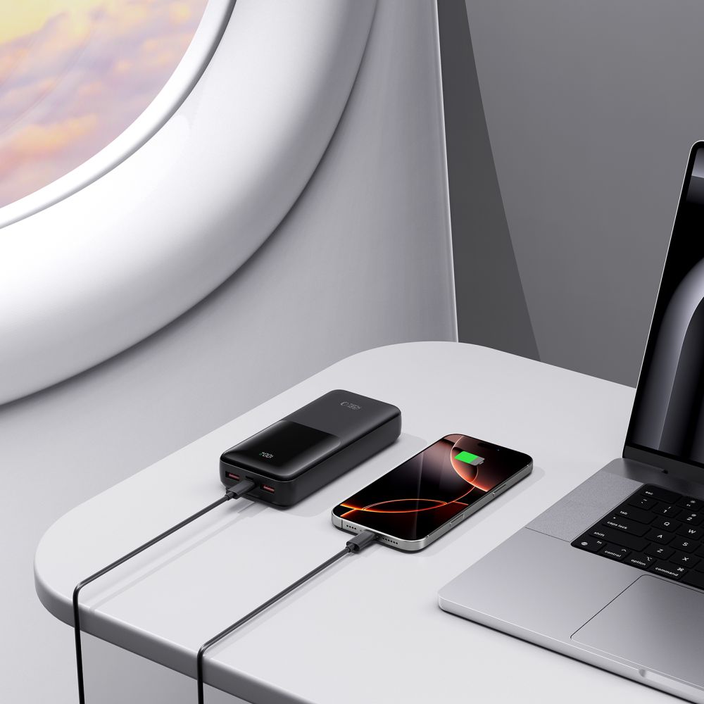 Tech-Protect PB02-22.5W Power Bank 20000mAh με 2 Θύρες USB με 1 Θύρα Type-C και 1 Θύρα Micro-USB - Black - likebrands.gr